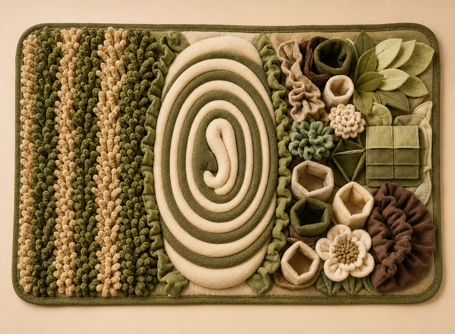 Vue du dessus des trois zones du tapis PiumaPet